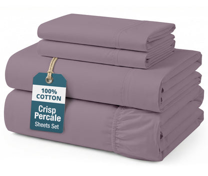 Percale Cotton Sheet Set cp-gallery: color=Lilac; size=Queen
