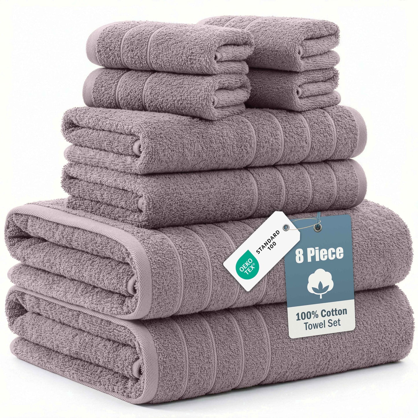 8-Piece Cotton Bath Towel Set cp-gallery: color=Platinum; size=8 Piece Set