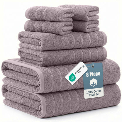 8-Piece Cotton Bath Towel Set cp-gallery: color=Platinum; size=8 Piece Set