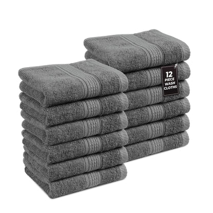 12-Piece Cotton Washcloths Set cp-gallery: color=Grey; size=12 Piece Set