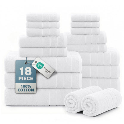 18-Piece Cotton Bath Towel Set cp-gallery: color=White; size=18 Piece Set