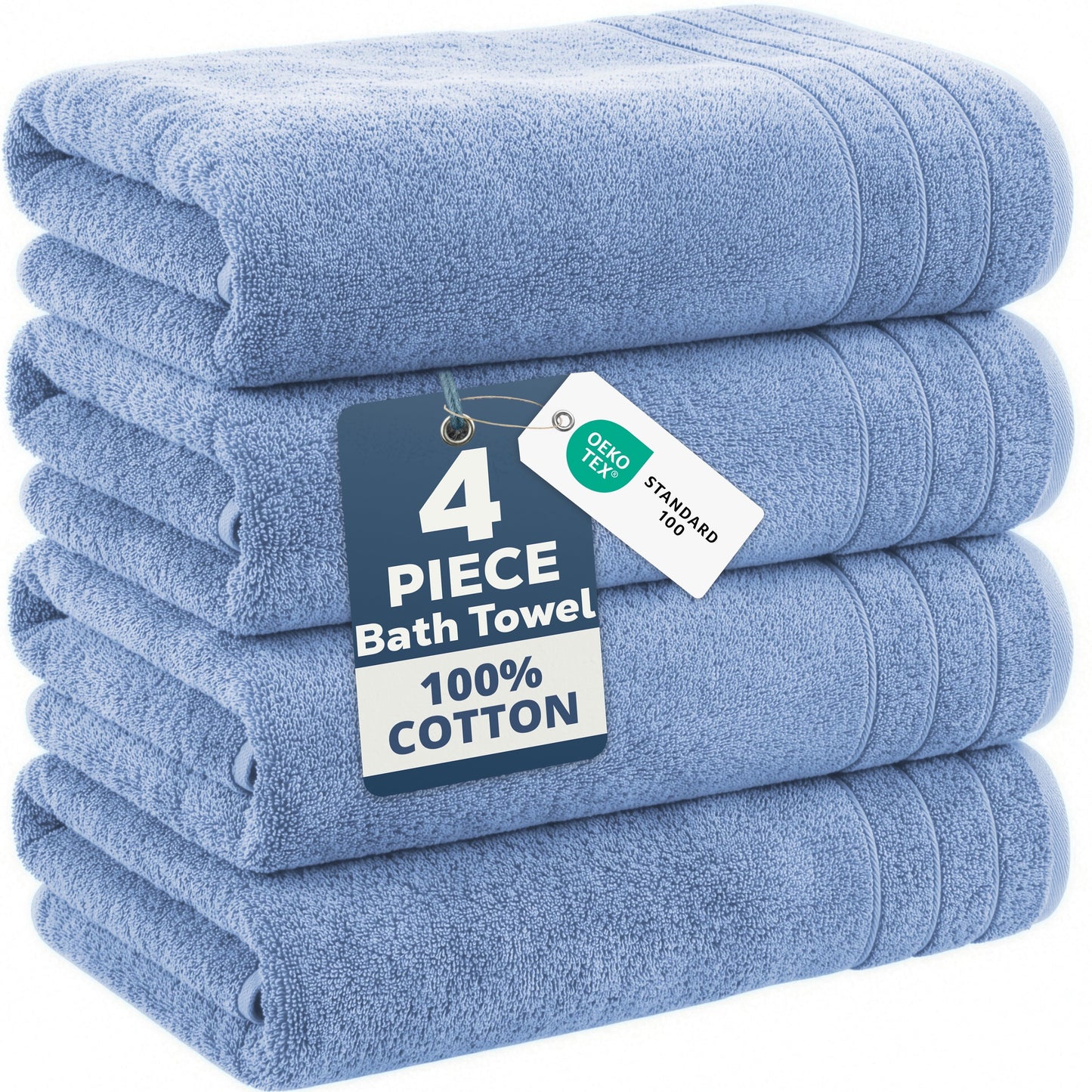 4-Piece Cotton Bath Towels Set cp-gallery: color=Cerulean Blue; size=4 Piece Set