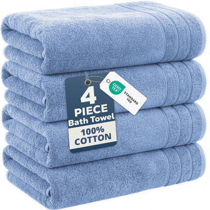 4-Piece Cotton Bath Towels Set cp-gallery: color=Cerulean Blue; size=4 Piece Set