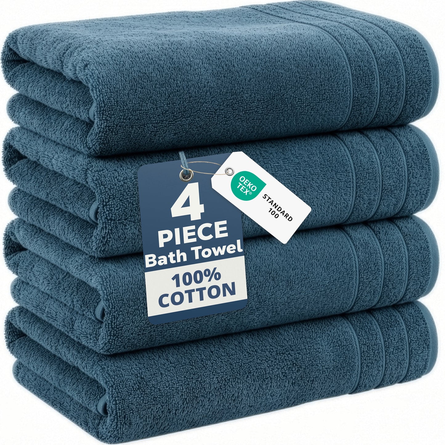 4-Piece Cotton Bath Towels Set cp-gallery: color=Steel Blue; size=4 Piece Set