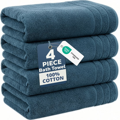 4-Piece Cotton Bath Towels Set cp-gallery: color=Steel Blue; size=4 Piece Set