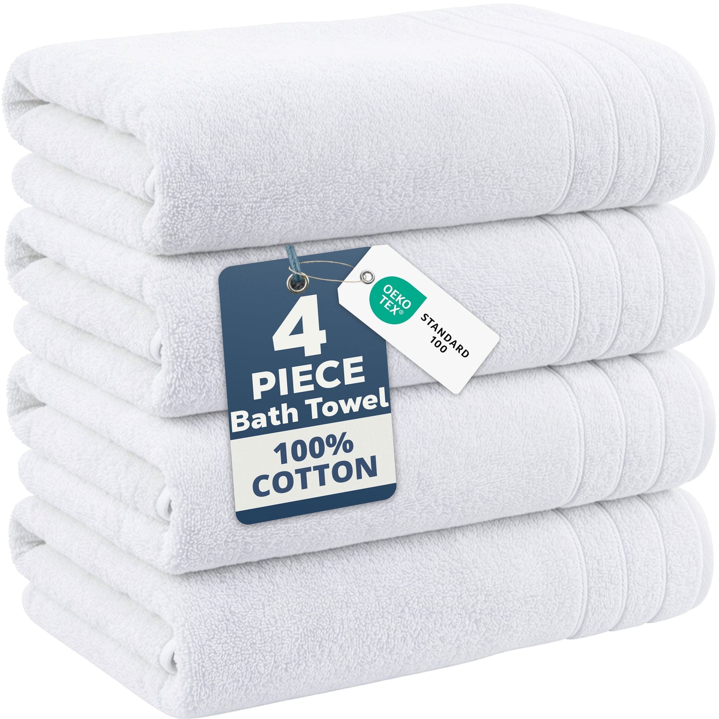 4-Piece Cotton Bath Towels Set cp-gallery: color=White; size=4 Piece Set