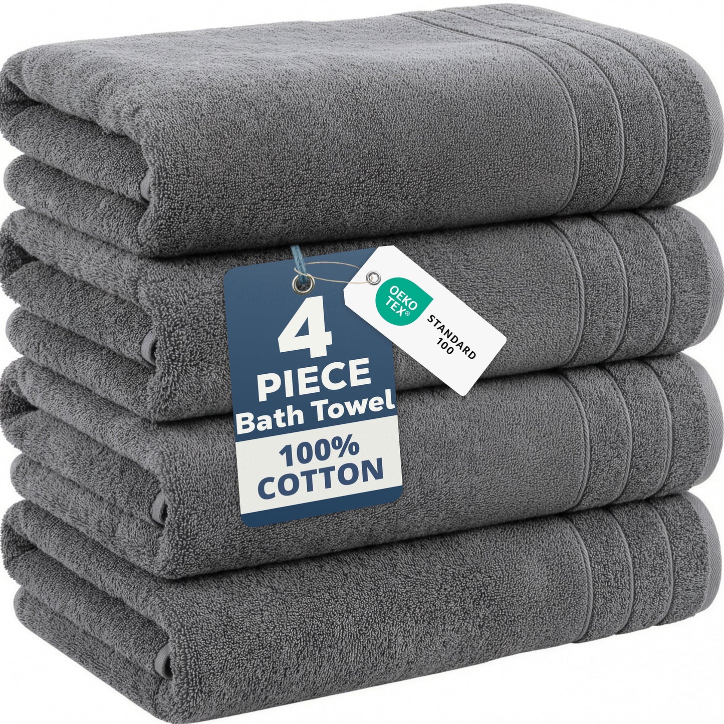 4-Piece Cotton Bath Towels Set cp-gallery: color=Ultimate Grey; size=4 Piece Set