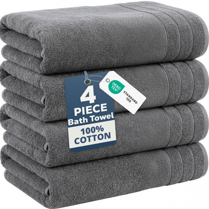 4-Piece Cotton Bath Towels Set cp-gallery: color=Ultimate Grey; size=4 Piece Set