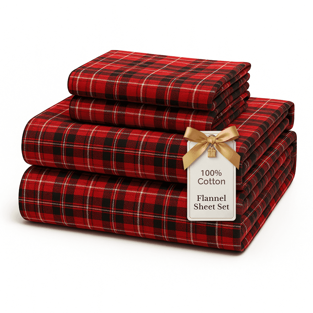 Flannel Sheet Set cp-gallery: color=Red Check; size=California King
