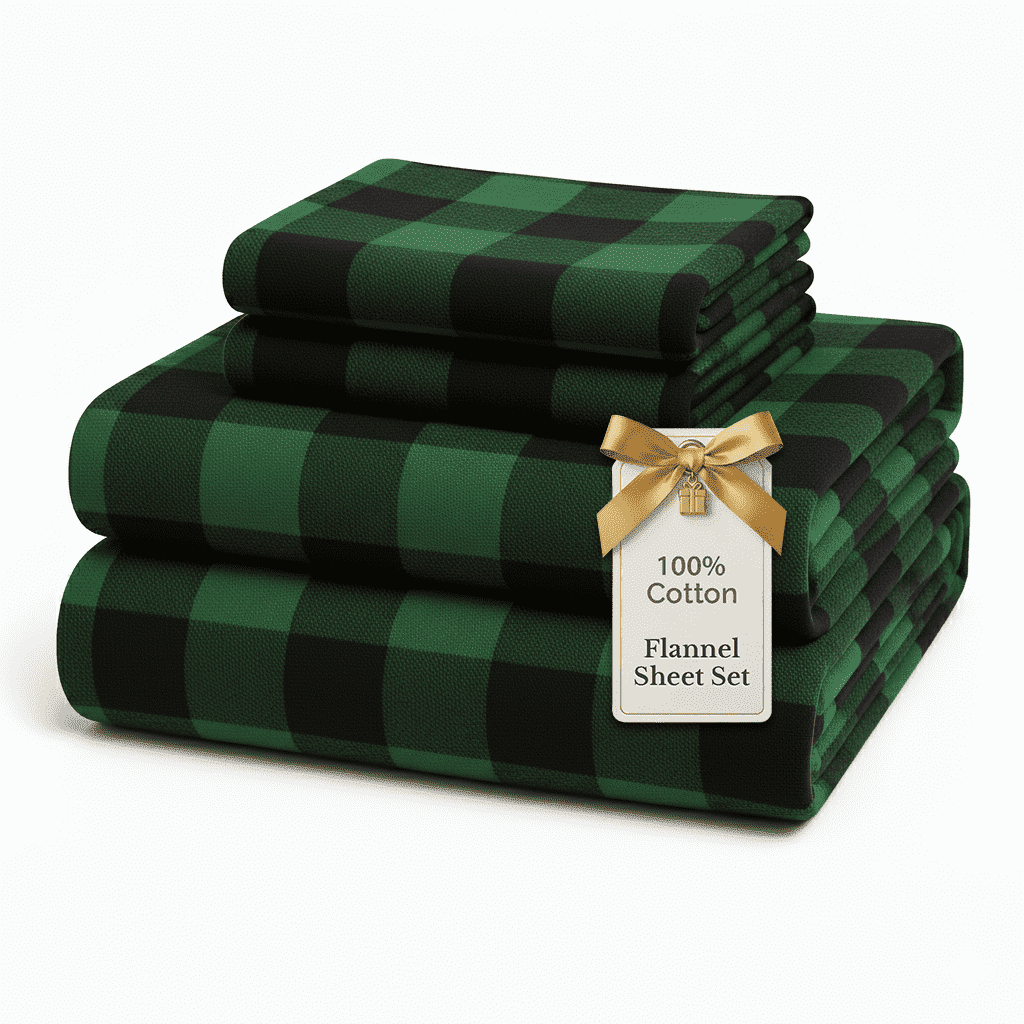 Flannel Sheet Set cp-gallery: color=Buffalo Green; size=California King