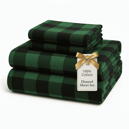 Flannel Sheet Set cp-gallery: color=Buffalo Green; size=California King