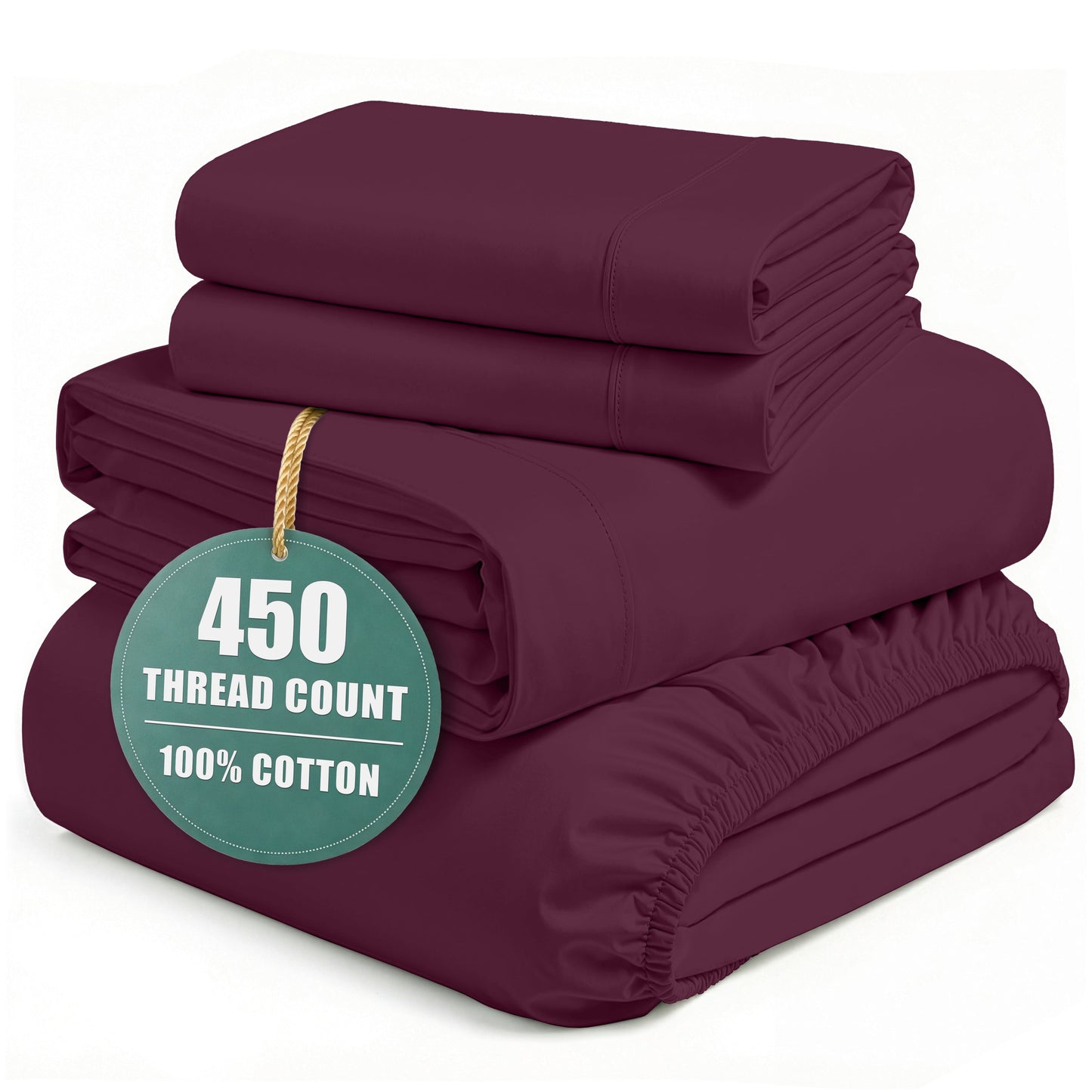 450 Thread Count Cotton Sheet Set cp-gallery: color=Windsor Wine; size=Queen