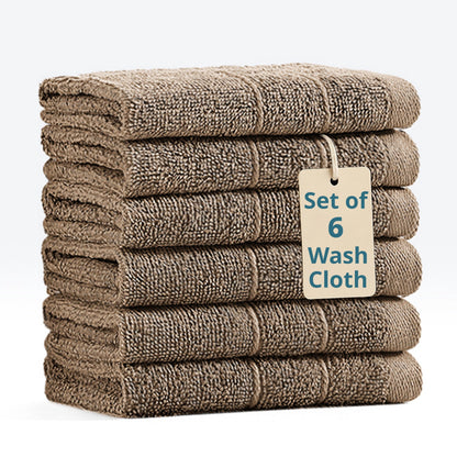 6-Piece Cotton Washcloths Set cp-gallery: color=Taupe; size=6 Piece Set