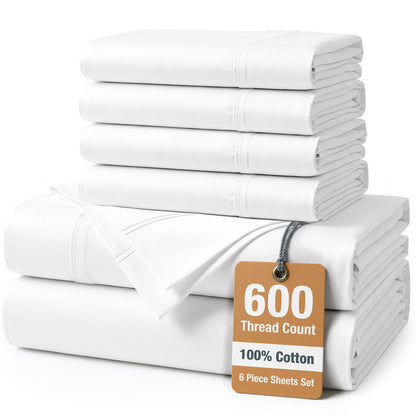 600 Thread Count Cotton Sheet Set cp-gallery: color=White; size=California King