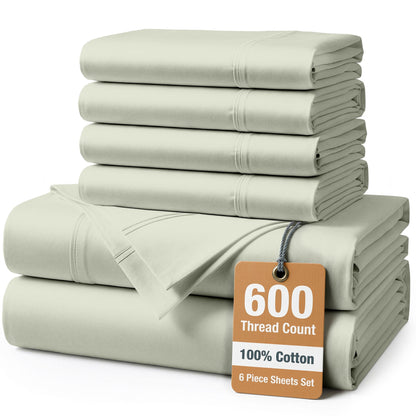 600 Thread Count Cotton Sheet Set cp-gallery: color=Mineral; size=California King