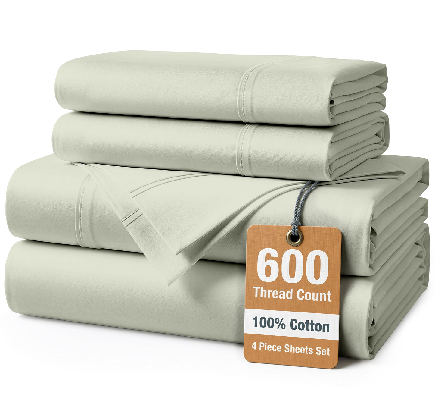 600 Thread Count Cotton Sheet Set cp-gallery: color=Mineral; size=Twin