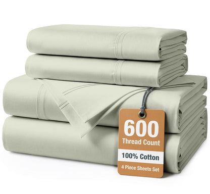600 Thread Count Cotton Sheet Set cp-gallery: color=Mineral; size=Twin