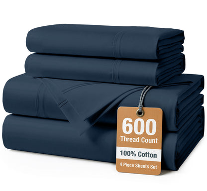 600 Thread Count Cotton Sheet Set cp-gallery: color=Denim; size=Twin