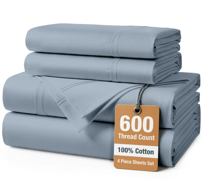 600 Thread Count Cotton Sheet Set cp-gallery: color=French Blue; size=Twin-XL