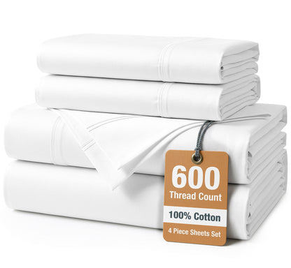 600 Thread Count Cotton Sheet Set cp-gallery: color=White; size=Twin