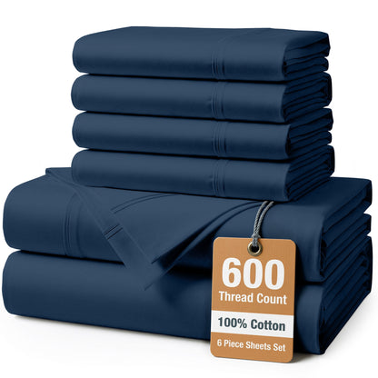 600 Thread Count Cotton Sheet Set cp-gallery: color=Estate Blue; size=King