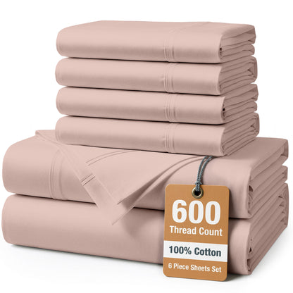 600 Thread Count Cotton Sheet Set cp-gallery: color=Sepia Rose; size=Queen