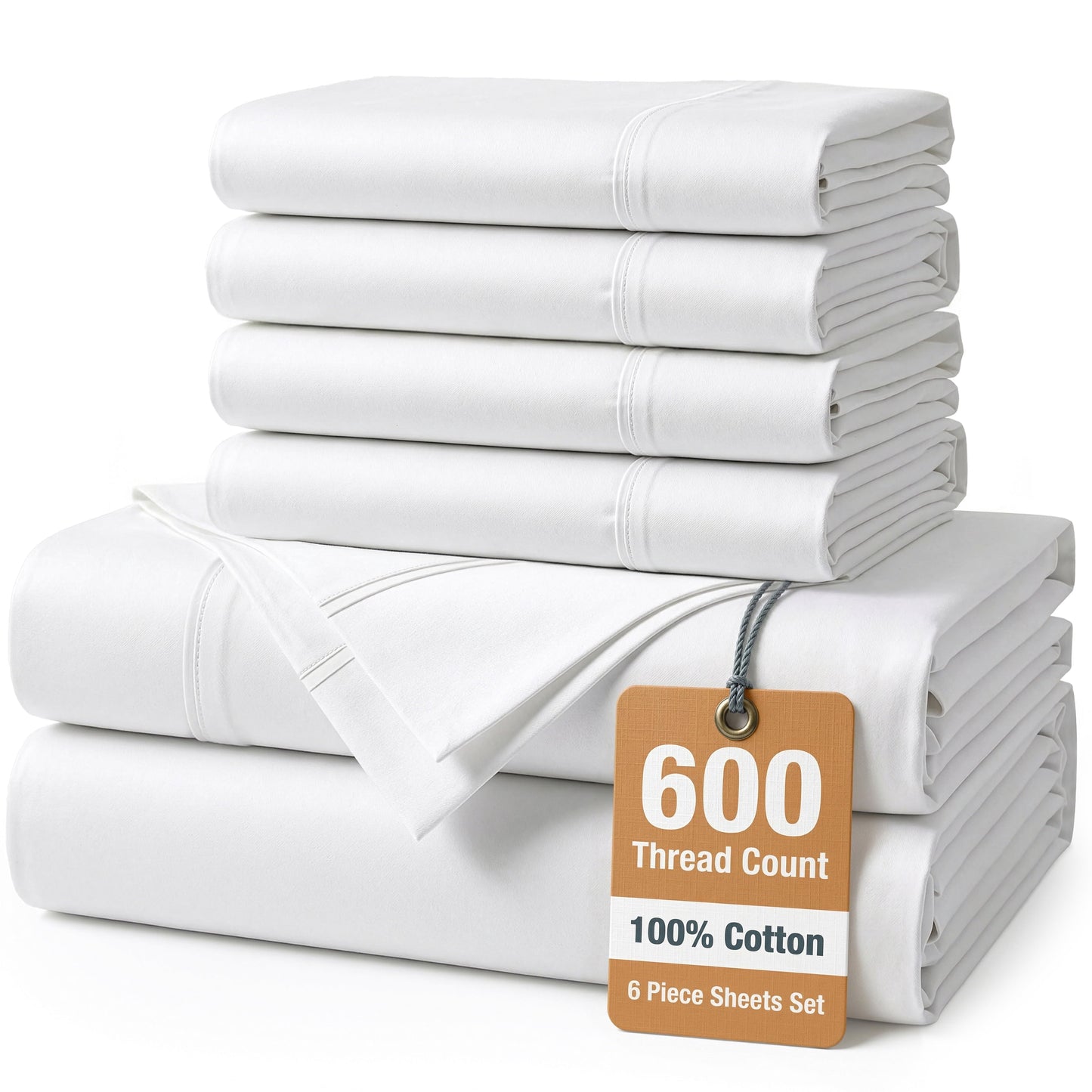 600 Thread Count Cotton Sheet Set cp-gallery: color=White; size=Queen