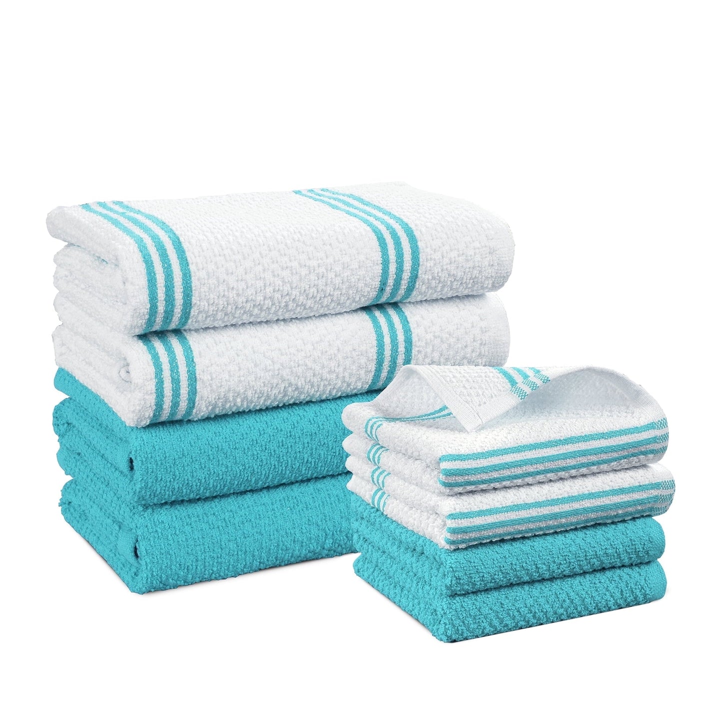 Terry Kitchen Towel Set cp-gallery: color=Aqua Sky; size=8 Piece Set