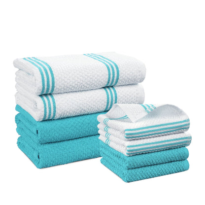 Terry Kitchen Towel Set cp-gallery: color=Aqua Sky; size=8 Piece Set