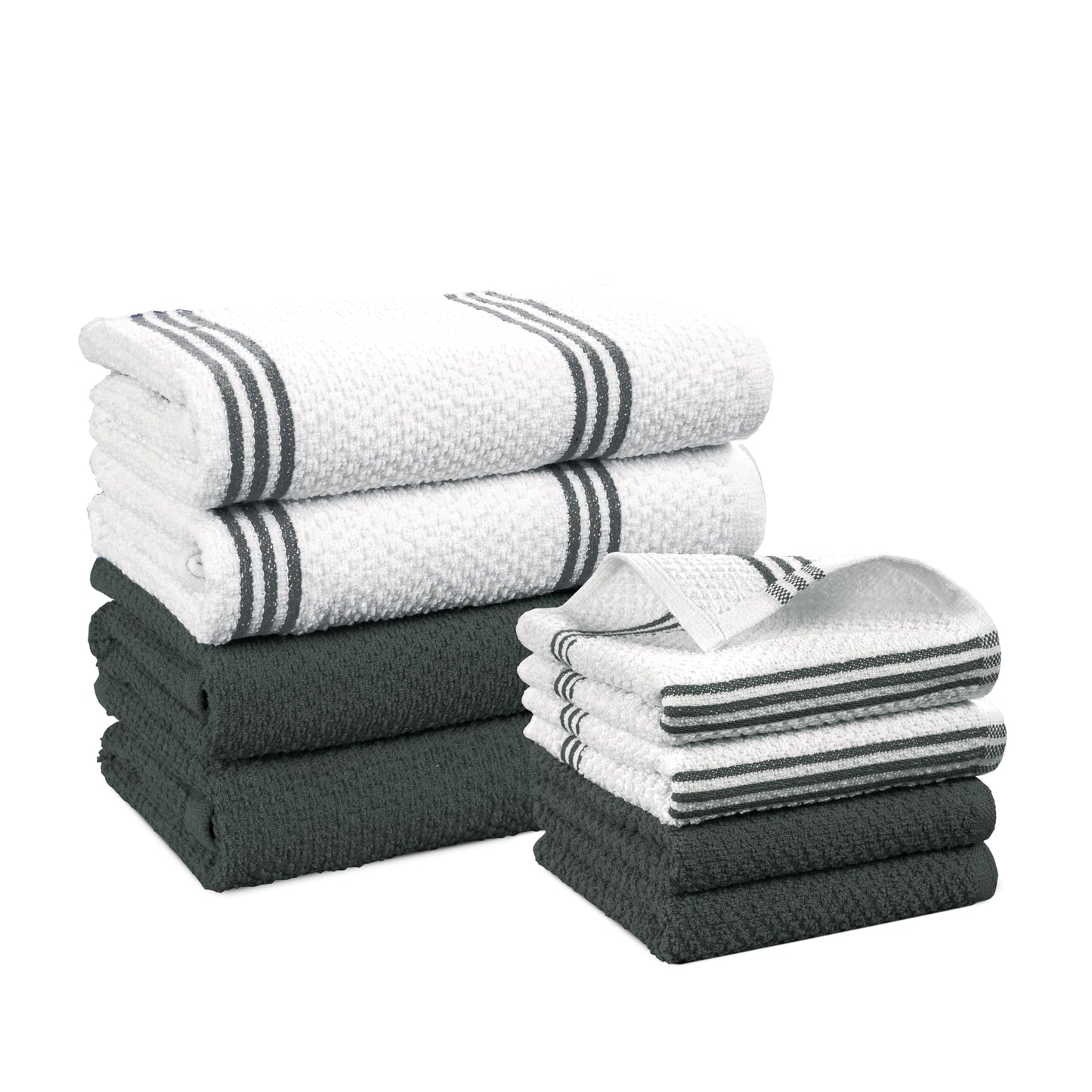 Terry Kitchen Towel Set cp-gallery: color=Grey; size=8 Piece Set