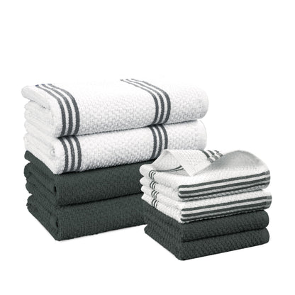 Terry Kitchen Towel Set cp-gallery: color=Grey; size=8 Piece Set