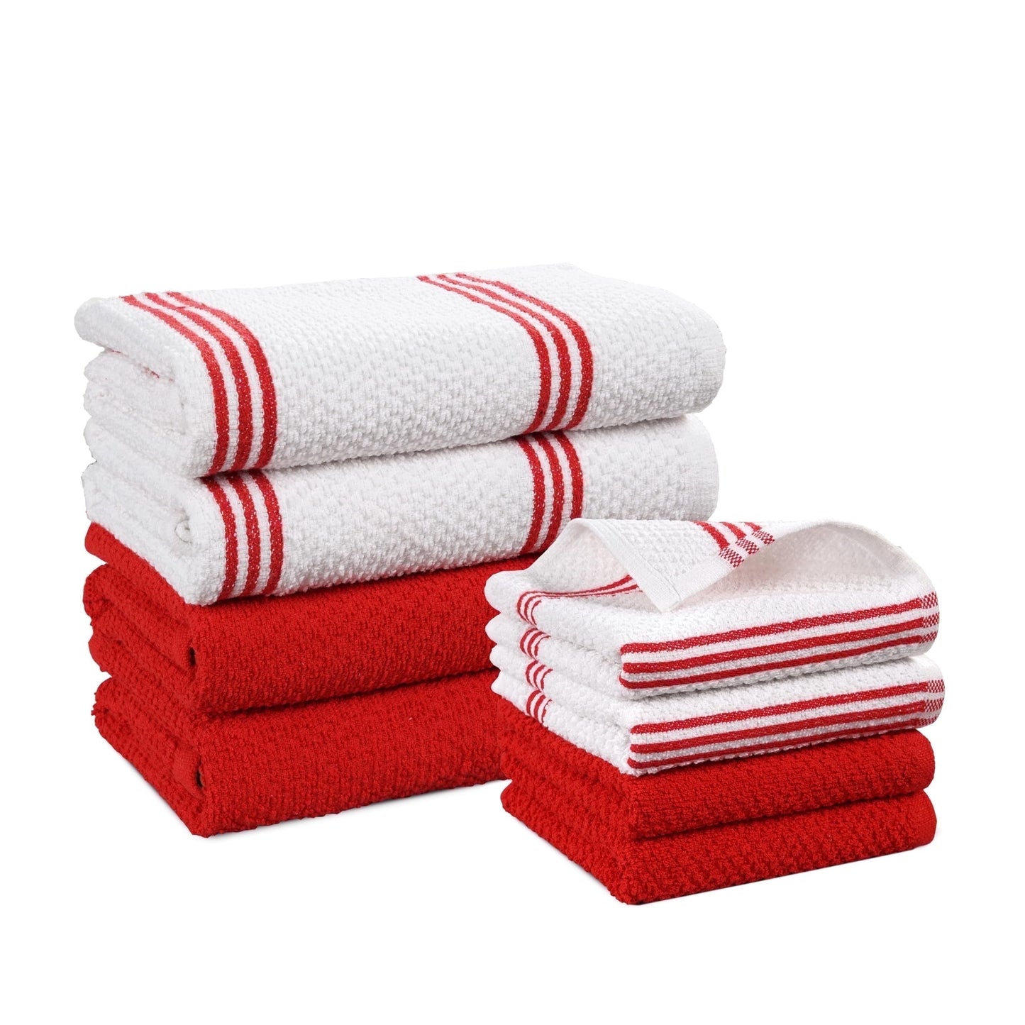 Terry Kitchen Towel Set cp-gallery: color=Red; size=8 Piece Set