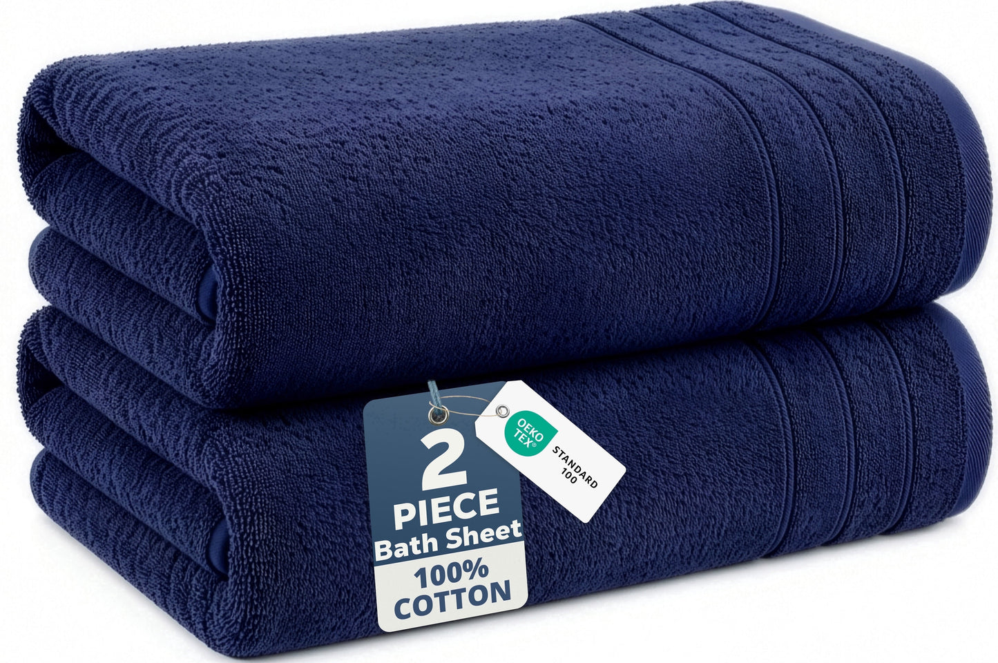 2-Piece Oversized Bath Sheets Set cp-gallery: color=Navy; size=2 Piece Set