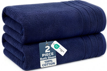 2-Piece Oversized Bath Sheets Set cp-gallery: color=Navy; size=2 Piece Set