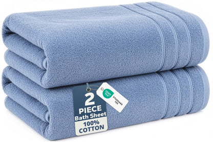2-Piece Oversized Bath Sheets Set cp-gallery: color=Cerulean Blue; size=2 Piece Set