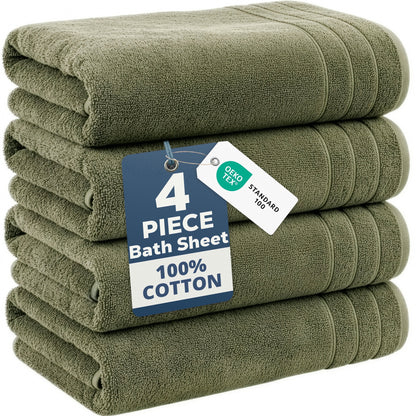 4-Piece Oversized Bath Sheets Set cp-gallery: color=Oil Green; size=4 Piece Set