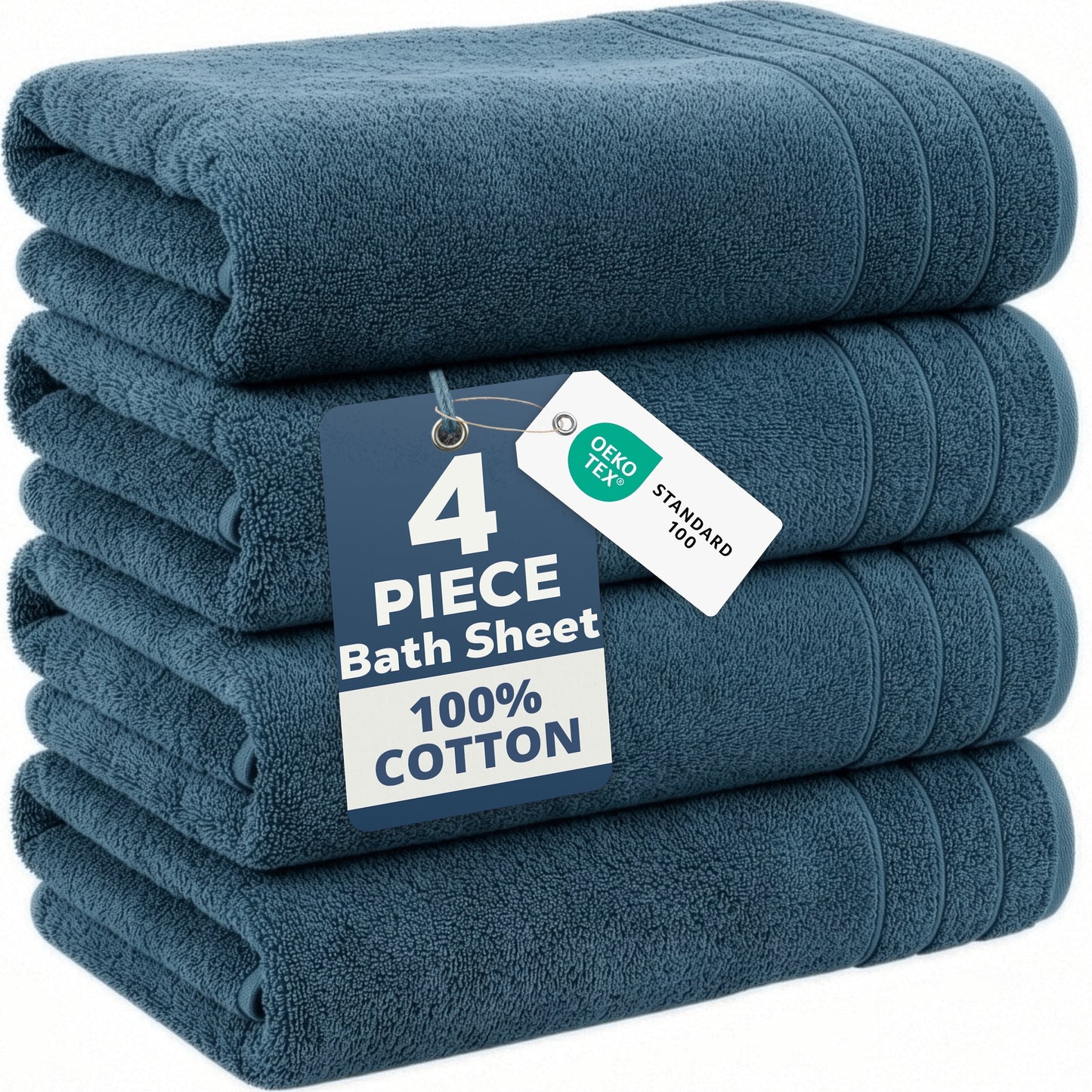 4-Piece Oversized Bath Sheets Set cp-gallery: color=Steel Blue; size=4 Piece Set