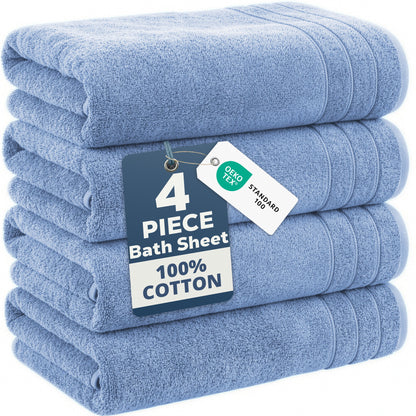 4-Piece Oversized Bath Sheets Set cp-gallery: color=Cerulean Blue; size=4 Piece Set