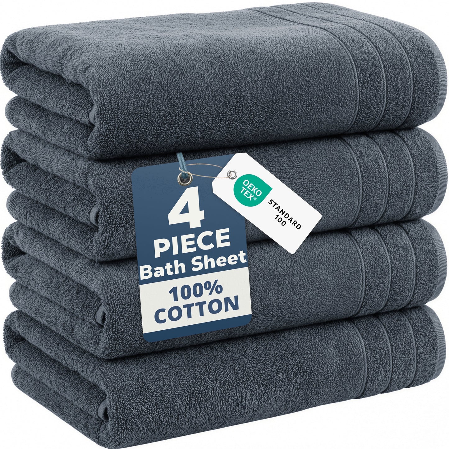 4-Piece Oversized Bath Sheets Set cp-gallery: color=Cool Grey; size=4 Piece Set