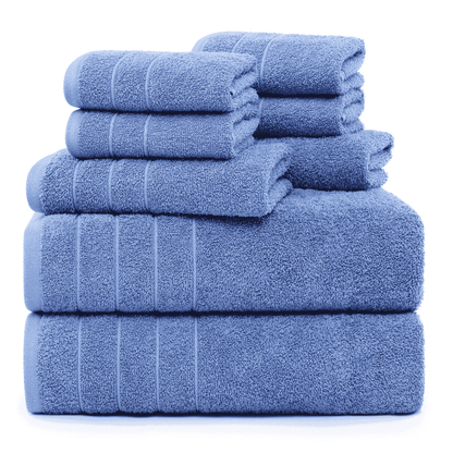 8-Piece Cotton Bath Towel Set cp-gallery: color=Cerulean Blue; size=8 Piece Set