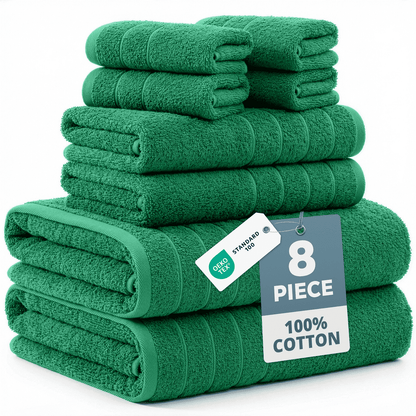 8-Piece Cotton Bath Towel Set cp-gallery: color=Emerald; size=8 Piece Set
