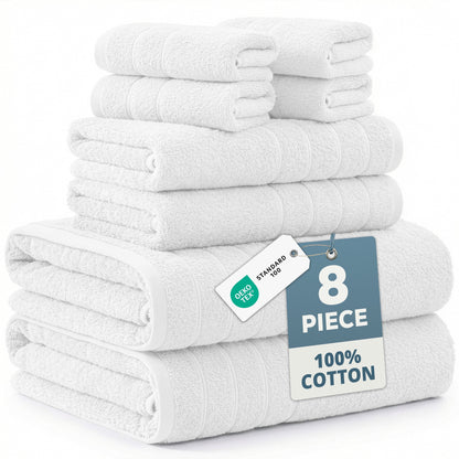 8-Piece Cotton Bath Towel Set cp-gallery: color=White; size=8 Piece Set