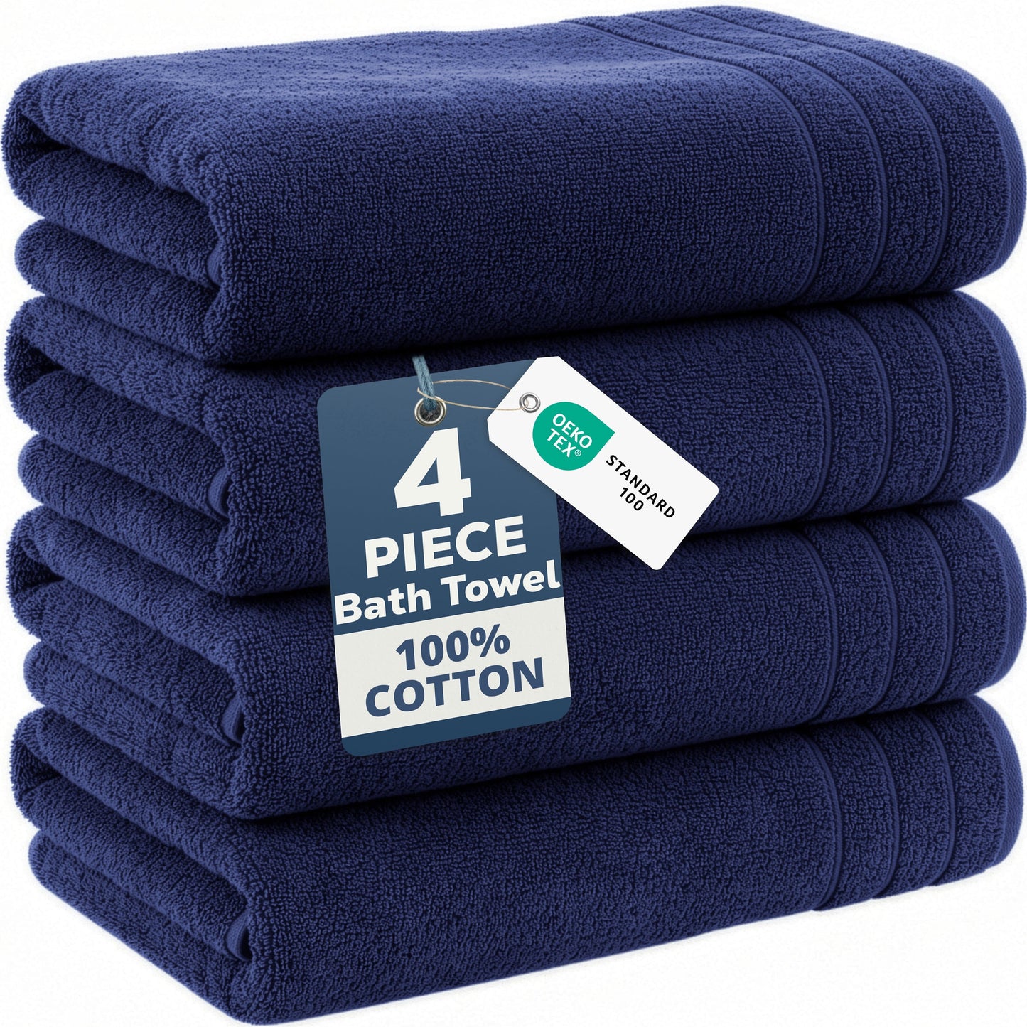 4-Piece Cotton Bath Towels Set cp-gallery: color=Navy; size=4 Piece Set