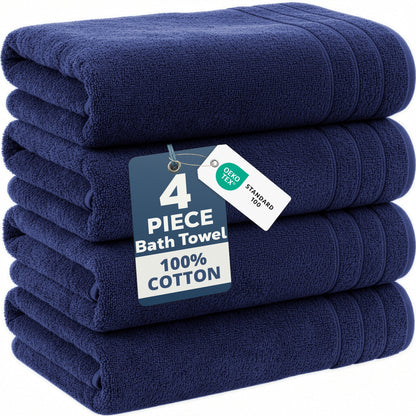 4-Piece Cotton Bath Towels Set cp-gallery: color=Navy; size=4 Piece Set