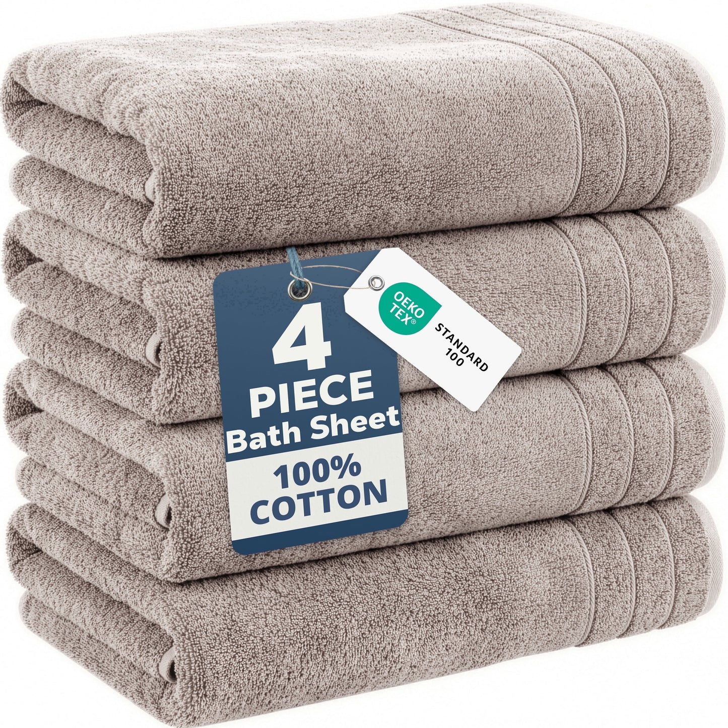 4-Piece Cotton Bath Towels Set cp-gallery: color=Platinum Grey; size=4 Piece Set