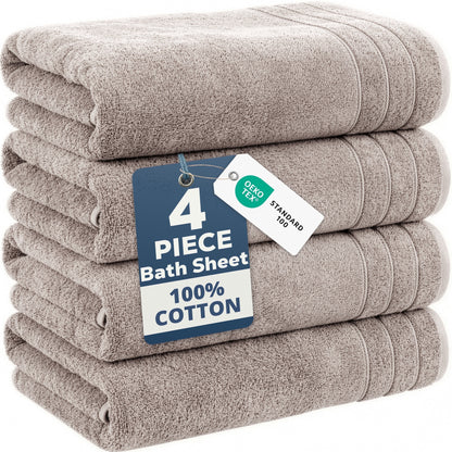 4-Piece Cotton Bath Towels Set cp-gallery: color=Platinum Grey; size=4 Piece Set