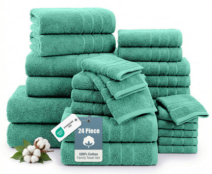 24-Piece Cotton Bath Towel Set cp-gallery: color=Teal; size=24 Piece Set