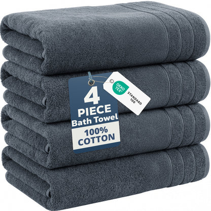 4-Piece Cotton Bath Towels Set cp-gallery: color=Cool Grey; size=4 Piece Set