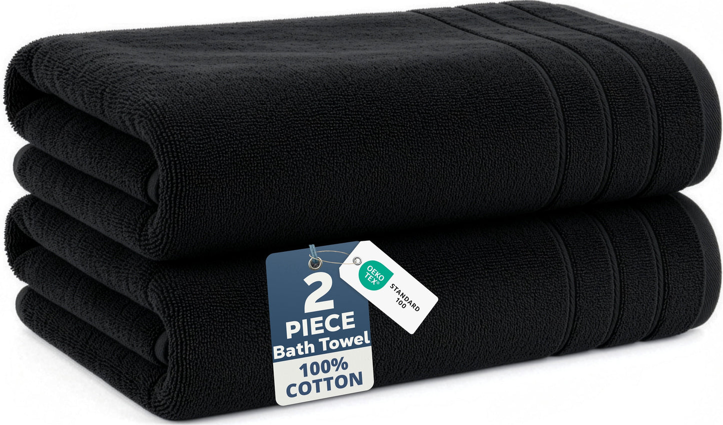 2-Piece Cotton Bath Towels Set cp-gallery: color=Black; size=2 Piece Set