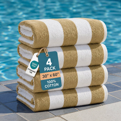 4-Piece Cabana Beach Towel Set cp-gallery: color=Beige; size=4 Piece Set